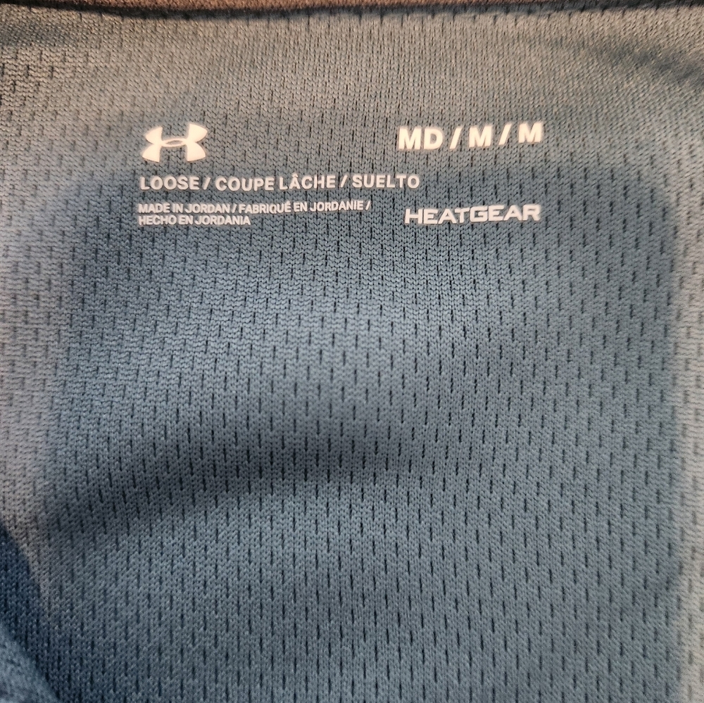 Men's Under Armour Heat Gear Teal Polo Shirt Size Medium - Picture 3 of 5